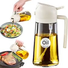 2in1 Oil Sprayer Glass Bottle For Cooking Anti Leakage Olive Oil Storage Bottle For Bbq Air Fryer Salad Steak Kitchen Supplies.