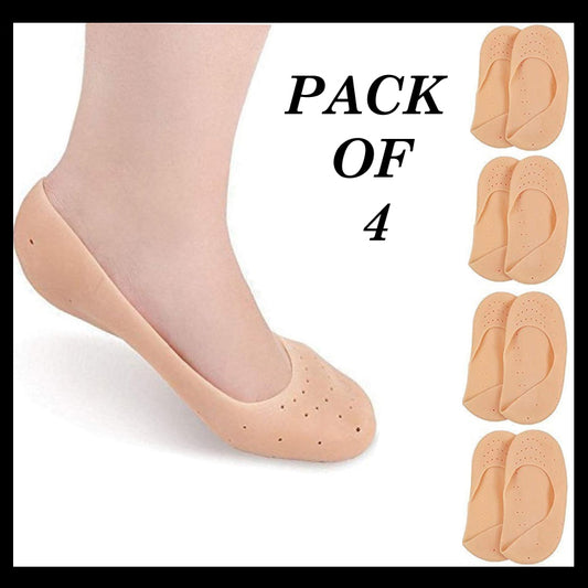 Pack Of 4 Pairs Smiling Foot Anti Crack Full Length Silicone Foot Protector Moisturizing Socks For Foot-Care