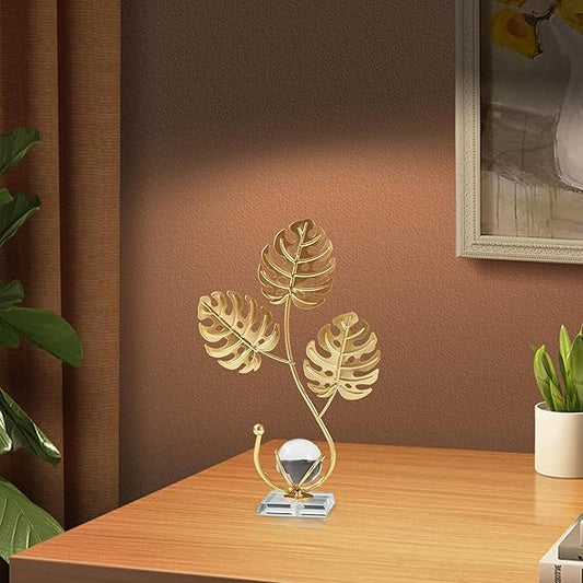 Metal Statue, Crystal Ball with Golden Iron Stand, Creative Ornaments, Metal Craft Sculpture, Ball, Metal Stand