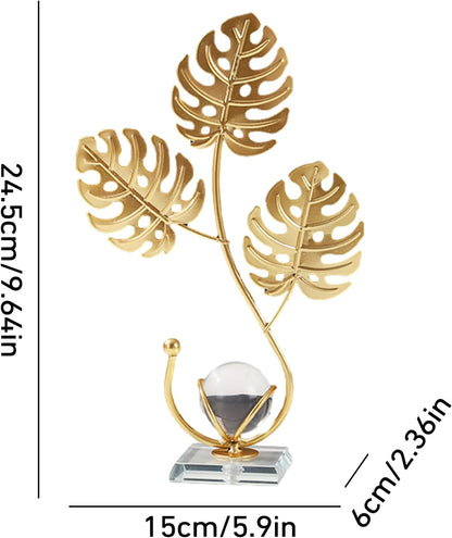 Metal Statue, Crystal Ball with Golden Iron Stand, Creative Ornaments, Metal Craft Sculpture, Ball, Metal Stand