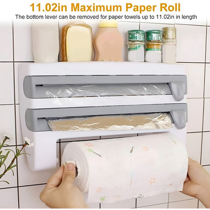 4-in-1 Multi-Purpose Wall-Mounted Kitchen Organizer Shelf with Foil Dispenser.