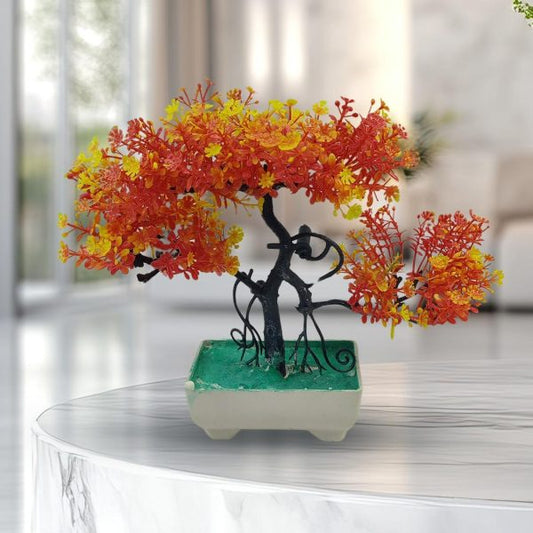 Pack Of 3 Bonsai Artifical Trees ( Green, Yellow, Orange )