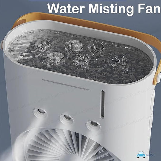 Mini Double Head Mist Fan with LED Light & Humidifier | Portable Air Cooler for Home, Office & Travel – USB Rechargeable