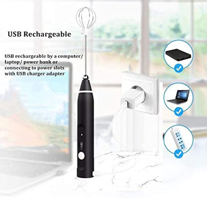 Rechargeable Electric Coffee Mixer Egg Beater Quick Frothing Action.